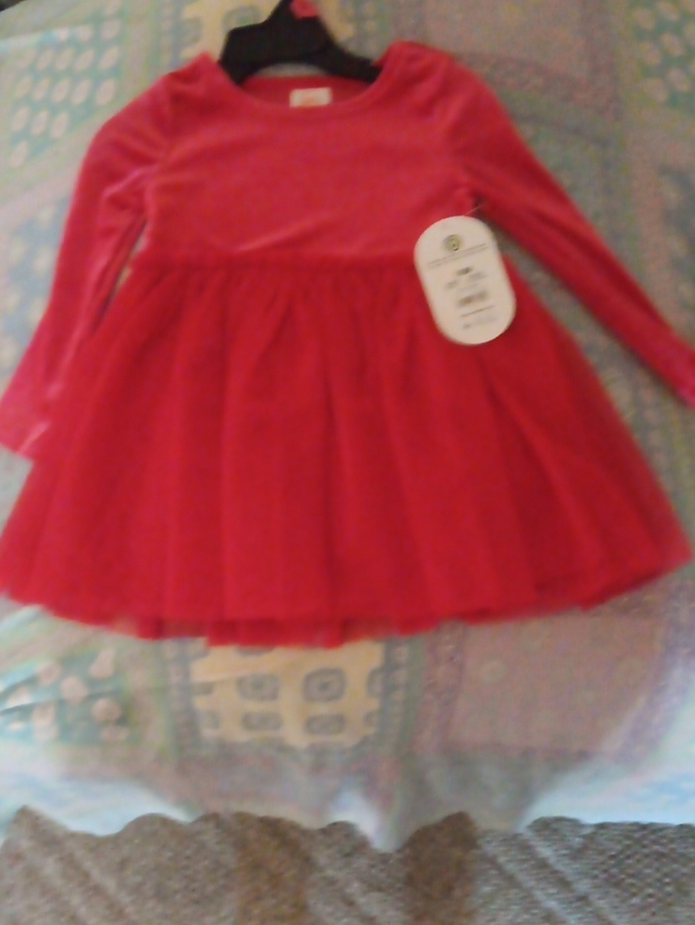 Red Long-Sleeve Tulle Skater Dress